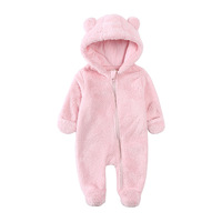 Pyjama Bébé Unisexe en Coton Biologique Tricoté avec Doublure Polaire et Velours, Motif Animal Mignon, Manches Longues, Fermeture Éclair, Combinaison