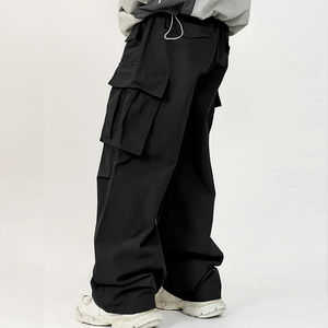 Factory OEM Oversized <b>Mens</b> Casual <b>Trousers</b> Fit Parachute Pants <b>Men</b> Loose Waist Custom Color Plain <b>Baggy</b> Cargo Parachute Pants - Product Image 4