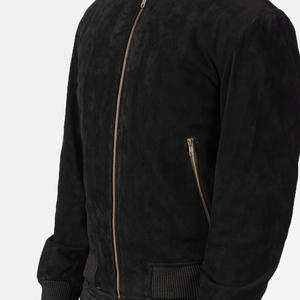 Veste d'hiver en cuir de couleur unie sur mesure pour hommes, col montant, style de rue principale avec décoration de poche, vente en ligne - Product Image 6