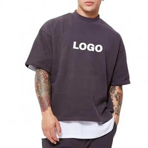 OEM Distressed Oversized Men's Gradient Gray Cotton T-Shirt Short Sleeve O-Neck Casual Jersey Knit Blank Streetwear Style Tee - Product Image 1