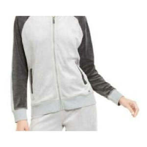 Giacca in Velluto Grigia con Zip Media per Donna Calvin Klein, Bicolore per la Stagione Autunnale - Product Image 3