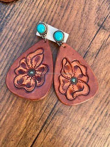 ต่างหูหนังแกะสลักมือสไตล์ตะวันตกสินค้ามาใหม่ต่างหูรูปหยดน้ำตาสุดน่ารักสำหรับผู้หญิงเครื่องประดับแฟชั่นหนัง - Product Image 2