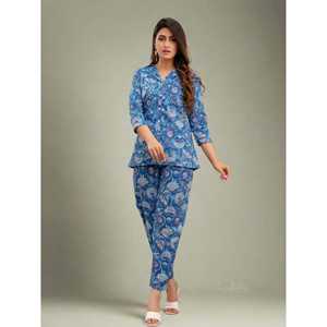 Conjunto de 2 piezas con estampado azul celta para mujer Pantalones cortos por encima de la rodilla XL Tamaño Co-ord Set - Product Image 4