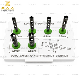 Kit de fraises électriques dentaires longues pour trephinage, 6 pièces, outil de retrait de couronnes avec porte-fraise - Product Image 6