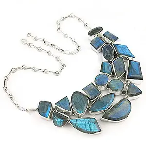 <b>925</b> <b>Silver</b> Labradorite Crystal <b>Necklace</b> for Women Statement Jewelry - Product Image 2