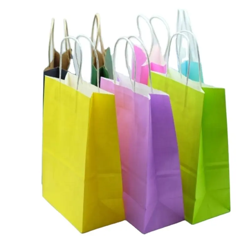 Yüksek kaliteli renkli Kraft kağıt alışveriş alışveriş çantası ambalaj ucuz fiyat