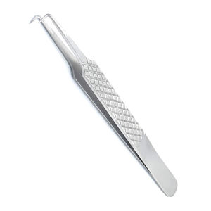 Pince à épiler en L à pointe fine pour cils, en acier métallique finition Dall, avec taille personnalisée, vente en gros - Product Image 1