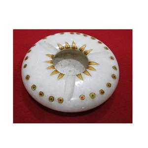 Cenicero Redondo de Mármol Negro, Artesanía India, Sin Humo, Diseño Clásico, Excelente Regalo para Fumadores - Product Image 1