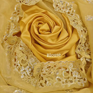 Precioso Simple Oro suave crujiente seda Saree última blusa de diseñador exclusivo nueva fiesta étnica nupcial ropa de boda para mujer - Product Image 1