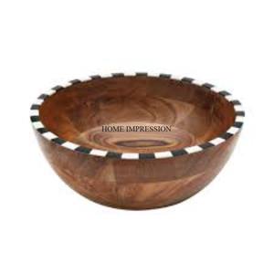 Centre de table de la maison et de l'hôtel Service de nourriture et de salade Designer créatif moderne Bois de manguier fabriqué avec du blanc et du noir Designer unique - Product Image 1