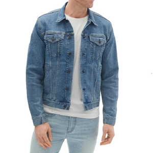Veste en jean personnalisée directe d'usine de haute qualité pour hommes respirant doux coton remplissage Vintage Look hiver décontracté broderie avant - Product Image 2