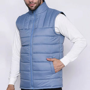 Chaleco Acolchado de Lona para Hombre, Servicio OEM, con Capucha, Sin Mangas, Talla Grande, Ropa de Abrigo de Invierno, Alta Calidad, Cuello Alto, Logotipo Frontal, en Venta - Product Image 3