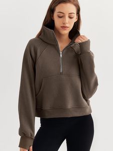 Ropa de calle deportiva con media cremallera para mujer personalizada, jersey con capucha, Top largo con soporte con dobladillo y cordón, diseño clásico elegante para niñas - Product Image 5