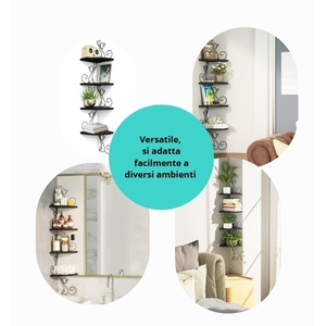 Étagère d'angle murale à 4 niveaux, design en bois et métal, gain de place, avec supports en forme de chat - Product Image 6