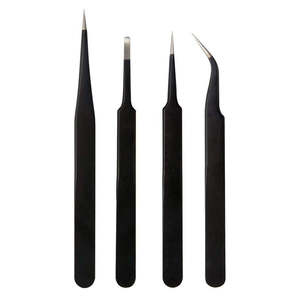 Pince à épiler à pointe de fibre noire or rose pince à épiler personnalisée pour extension de cils marque privée pince à épiler emballage personnalisé - Product Image 1