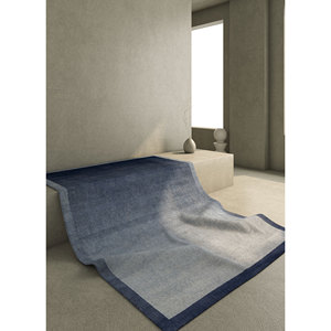 Tapis en laine bleu jean fait main pour salon Hwl-94, tapis rectangulaire uni pour couloir d'adolescents - Product Image 5