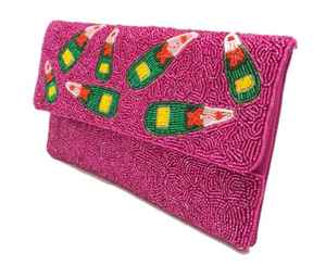 กระเป๋าถือคลัทช์ลูกปัดสำหรับงานเลี้ยงงานแต่งงานและวันหยุดทำจากขวดแชมเปญสีชมพู - Product Image 2