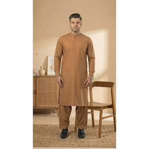 Shalwar Kameez Color Camel para Hombre - Secado Rápido, Sin Arrugas, para Fiestas de Verano, Corte Regular - Product Image 5
