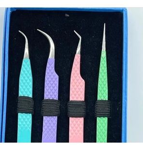 Venta al por mayor de pinzas de pestañas con logotipo personalizado con punta de fibra de acero inoxidable puntiaguda pinzas de extensión de etiqueta privada - Product Image 3