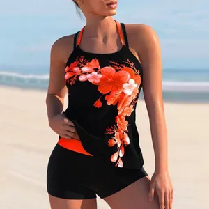 OEM पुष्प प्रिंट Swimwear के गर्म बिक्री महिलाओं 2022 रेट्रो Tankini बिकनी कस्टम मुद्रण प्लस आकार Beachwear लगाम बिकनी सेट