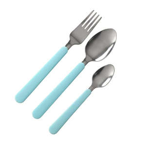 Ensemble de couverts en acier inoxydable fabriqués à la main de 5 pièces avec poignées argentées rayées de style américain classique - Product Image 3