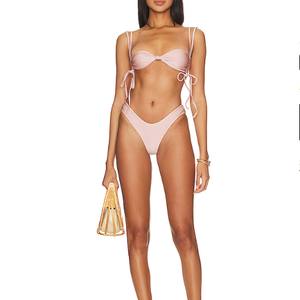 Hot Girls Bikinis geométricos Fabricante Sin espalda Traje de baño LOGO personalizado Sin tirantes Split 2 piezas Set Ropa de playa - Product Image 1