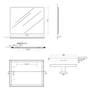 Specchio da Bagno Rettangolare a Incasso Koricini 90x70cm con Lampada LED Reversibile - Product Image 4