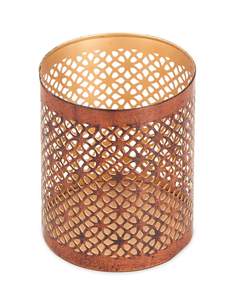 Bougeoir à bougie chauffe-plat en métal de conception moderne de Hallow de cylindre or pour la fête de mariage - Product Image 3