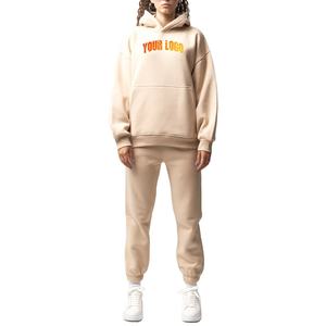 Ensembles de survêtements pour femmes personnalisés 100% coton Baggy polaire surdimensionné à capuche Jogger 2 pièces ensemble de survêtements pour femmes - Product Image 1