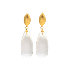 Recién llegado, juego de aretes de piedras preciosas de Calcedonia lechosa para mujer de Jaipur Gems - Product Image 1