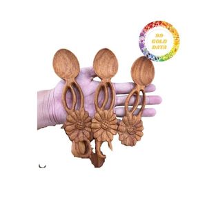 Natural Wooden <b>Spoon</b> Set Handmade Utensils for Cooking <b>Serving</b> Dining Eco Friendly Kitchenware Durable Smooth Surface - Product Image 3