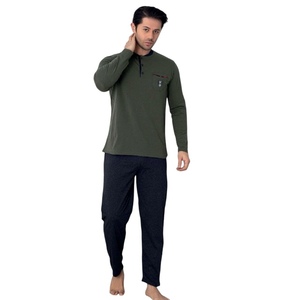 Conjunto de Pijama Suave para Hombre, Talla Grande, Manga Larga, Transpirable, Mezcla de Algodón, Ropa de Dormir Cómoda, Elegante y Relajante - Product Image 3