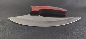 Couteau à pizza traditionnel en acier inoxydable multi-usages, écologique, argenté, avec manche en bois et étui en cuir - Product Image 5