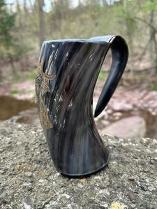 Taza de cuerno para beber grabada de alce pulido, estilo Animal impermeable para regalos de negocios - Product Image 2