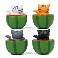 Nouveau Style mignon pastèque chaton modèle Miniature Figurine maison Table gâteau décoration