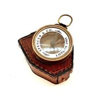 Boussole Nautique CH Antique Vintage en Acier 3'' avec Étui en Cuir Marron, Personnalisable avec Logo, Faite à la Main et Polie, pour la Navigation et la Lecture de Cartes Nautiques