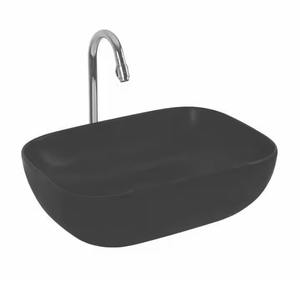 Rectangle Table Top Ceramic Basin Vanity <b>Sink</b> Hotel Glossy Wash <b>Sink</b> Lavatory <b>Black</b> Handmade Ceramic Art Basin Bathroom <b>Sink</b> - Product Image 2