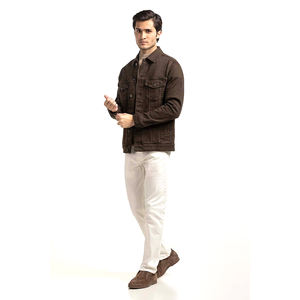 Nouveau style veste en jean grande taille pour hommes veste en jean décontractée respirante à la mode pour hommes veste en jean personnalisée de couleur marron solide pour garçons - Product Image 4