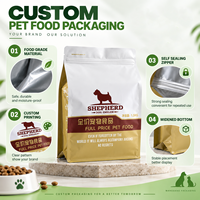 Fabrication d'usine de sacs d'emballage personnalisés en plastique à fond plat et carré en feuille d'aluminium sac de nourriture pour chien et chat