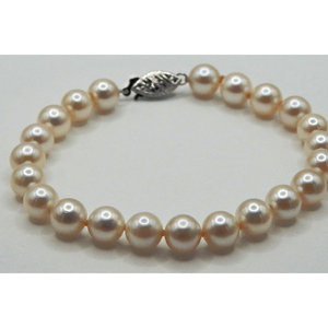 14K fibbia oro bianco 7mm bracciale di perle coltivate - Product Image 1