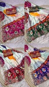 Sari en mousseline de soie pure de qualité supérieure pour femmes, plusieurs couleurs, travail de pallu pita, bordure butti, fabriqué en Inde - Product Image 2