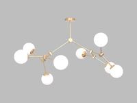 Lustre Sputnik en laiton, style moderne du milieu du siècle, huit bras, abat-jour en métal, lumière LED, élégant luminaire de plafond rétro pour la maison, le bureau