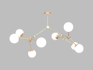 Lustre Spoutnik en laiton milieu du siècle moderne huit bras verre Globe lumière élégant rétro plafonnier pour la décoration intérieure - Product Image 2