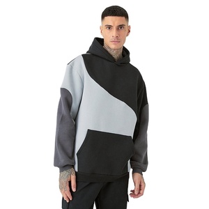 Nuevo diseño de panel Sudaderas con capucha para hombre Precio de fábrica al por mayor de moda Cómodo 100% algodón Tallas grandes Diseño holgado - Product Image 2