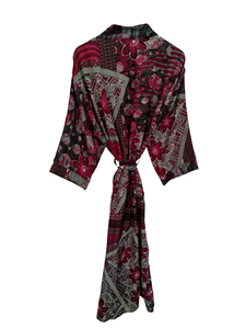 Indian <b>Robe</b> Floral Silk Sari Kimono Vintage Sari <b>Robe</b> Soft <b>Beach</b> Party Gown Indian Handmade Silk Kimono - Product Image 4
