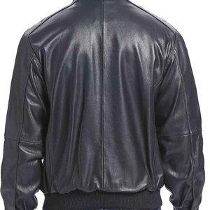 Chaquetas de los hombres de alta calidad por encargo chaqueta de bombardero de cuero genuino para la venta al por mayor tarifa - Product Image 3