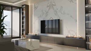 แผ่นควอตซ์พิมพ์ลายเอเวอเรสต์สำหรับเคาน์เตอร์ครัวและท็อปโต๊ะเครื่องแป้ง หนา 2 ซม. 3 ซม. หินขัดเงา สำหรับโครงการก่อสร้างภายในเชิงพาณิชย์ - Product Image 2