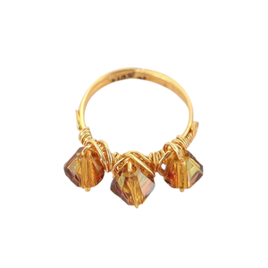 Gold Plated Wire Wrap <b>Crystal</b> Rings with Vibrant Beads Stylish Resale Appeal - Product Image 2