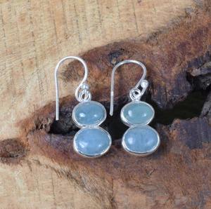 Boho Style 925 Sterling Silver Calcedony Gemstone Boucles d'oreilles Bijoux Boucles d'oreilles en argent faites à la main Bijoux pour femmes Cadeau de mariage - Product Image 2