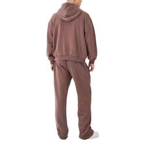 Survêtement décontracté unisexe personnalisé en polyester/coton lourd, à capuche, coupe régulière, pantalon de survêtement à jambes larges - Product Image 2